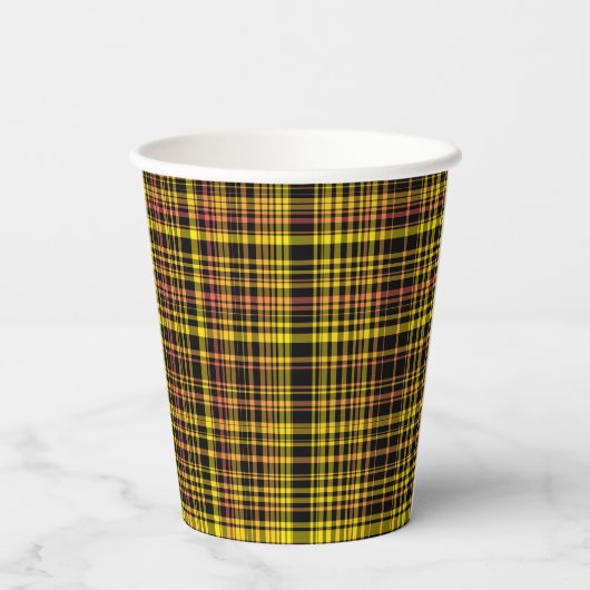 Yellow Orange Black Plaid Pattern 紙コップ (裏面)
