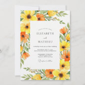 Yellow Orange Bloom Spring Wedding 招待状 (正面)