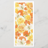 Yellow Orange Floral Custom Guest Name Garden Menu メニュー (裏面)