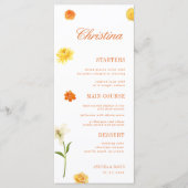 Yellow Orange Floral Custom Guest Name Garden Menu メニュー (正面)