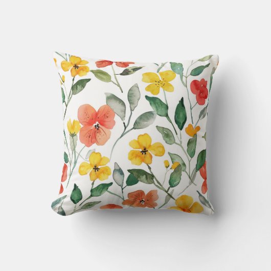 Yellow Orange Flowers クッション (正面)