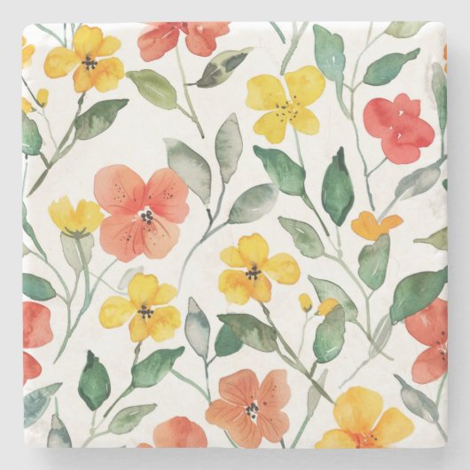 Yellow Orange Flowers ストーンコースター (正面)