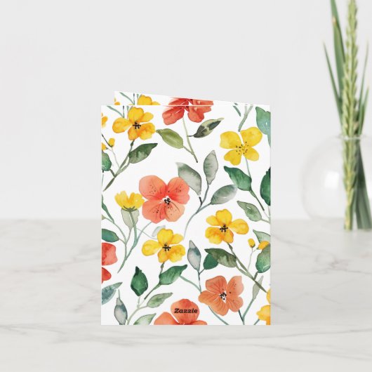 Yellow Orange Flowers Thinking of You カード (裏面)