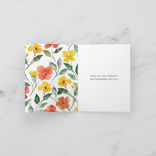 Yellow Orange Flowers Thinking of You カード (内部)