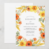Yellow Orange Painterly Flourish Wedding 招待状 (正面/裏面)