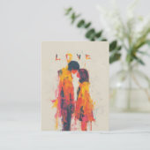 Yellow Orange Pink Abstract Love Valentine's Day シーズンポストカード (スタンド正面)