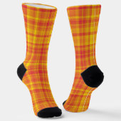 Yellow Orange Plaid Pattern ソックス (傾斜あり)