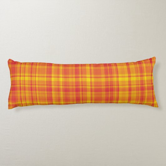 Yellow Orange Plaid Pattern ボディピロー (裏面)