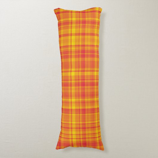 Yellow Orange Plaid Pattern ボディピロー (正面縦)