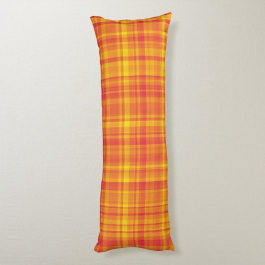 Yellow Orange Plaid Pattern ボディピロー (裏面 (縦))