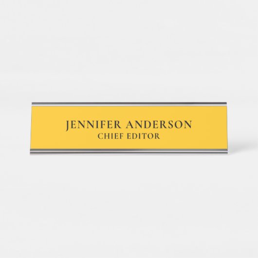 Yellow Orange Professional Modern Plain Minimalist デスクネームプレート (正面)
