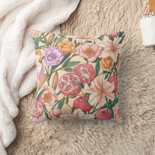 Yellow, Orange, Purple & Pink Boho Seamless Design クッション (ブランケット)