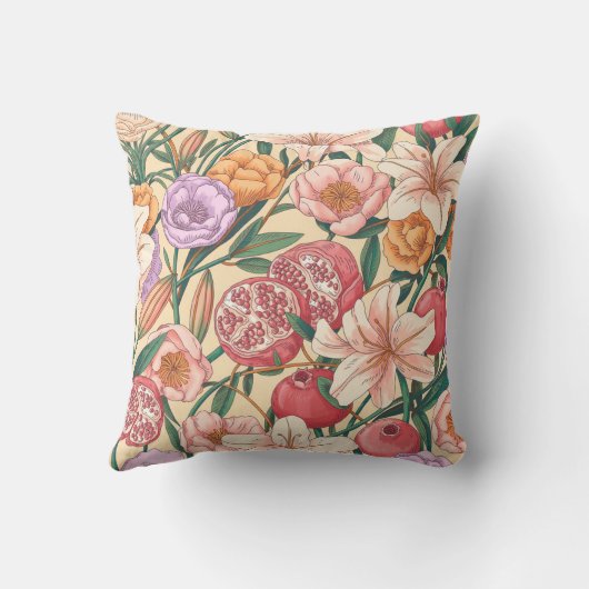 Yellow, Orange, Purple & Pink Boho Seamless Design クッション (裏面)