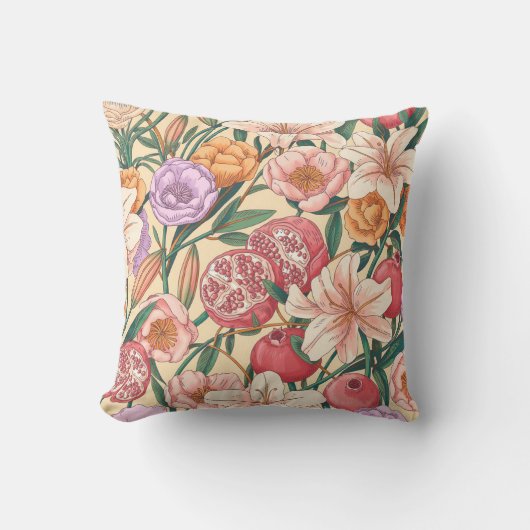 Yellow, Orange, Purple & Pink Boho Seamless Design クッション (正面)