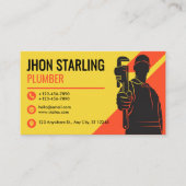Yellow Orange Silhoutte Plumbing Services 名刺 (正面)