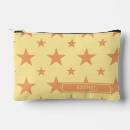 Yellow Orange Stars Pattern Constellation Pencil アクセサリーポーチ