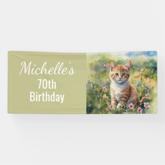 Yellow Orange Tabby Kitten Cat  70th Birthday 横断幕 (横)
