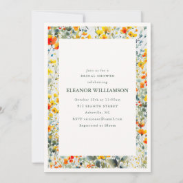Yellow Orange Wildflower Garden Bridal Shower 招待状