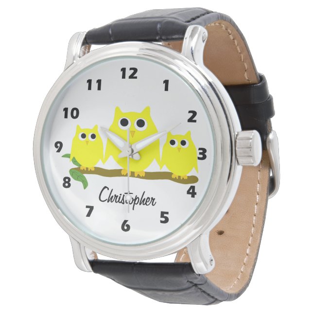 Yellow Owl Design Personalised 腕時計 (アングル)