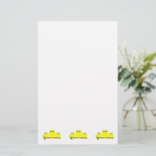 Yellow Owls Design 便箋 (スタンド正面)