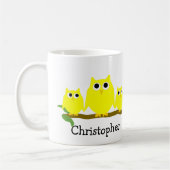 Yellow Owls Design Personalised コーヒーマグカップ (左)