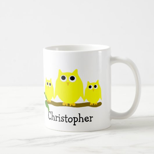 Yellow Owls Design Personalised コーヒーマグカップ (右)