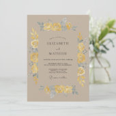 Yellow Painterly Vintage Wedding 招待状 (スタンド正面)