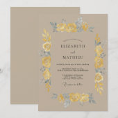 Yellow Painterly Vintage Wedding 招待状 (正面/裏面)