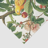 Yellow Parakeet Perched on Tropical Flowers Branch 薄葉紙 (詳細)