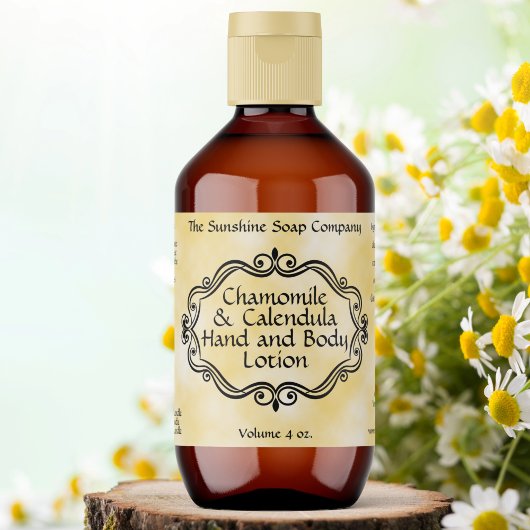 Yellow parchment vintage frame cosmetic label ラベル