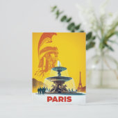 Yellow Paris Roman Statue and Fountain Art ポストカード (スタンド正面)