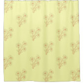 Yellow Pastel Floral Pattern Wildflower Vintage シャワーカーテン (正面)