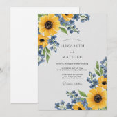 Yellow Pastoral Botanical Wedding 招待状 (正面/裏面)