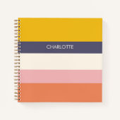 Yellow Peach Modern Color Blocks Stripes Custom  ノートブック (正面)
