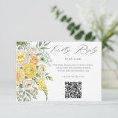 Yellow Peach Sage Green Floral Wedding Website QR  出欠カード (スタンド正面)