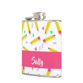 Yellow pencils and scrabbles on white フラスク (左)