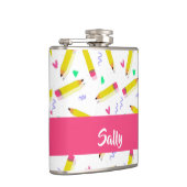 Yellow pencils and scrabbles on white フラスク (右)