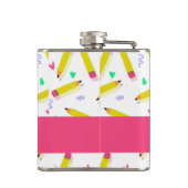 Yellow pencils and scrabbles on white フラスク (裏面)