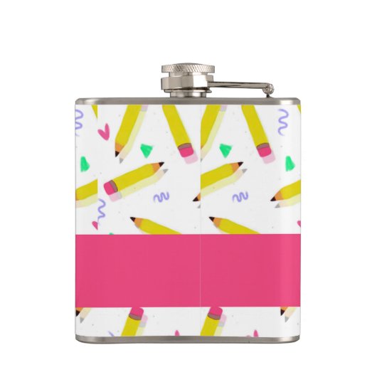 Yellow pencils and scrabbles on white フラスク (裏面)