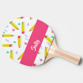 Yellow pencils and scrabbles on white 卓球ラケット (横)