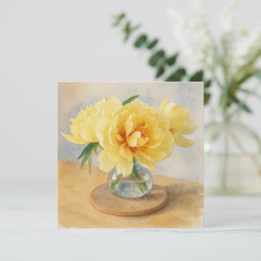 Yellow Peonies  - Greeting Card シーズンカード (スタンド正面)