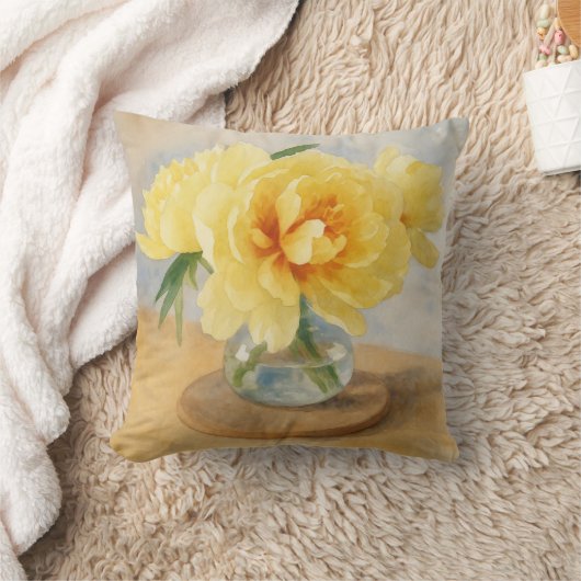 Yellow Peonies - Pillow クッション (ブランケット)