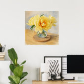 Yellow Peonies – Watercolor Art Print ポスター (ホームオフィス)