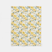 Yellow Peony Chrysanthemum Floral Botanical Print フリースブランケット (正面)
