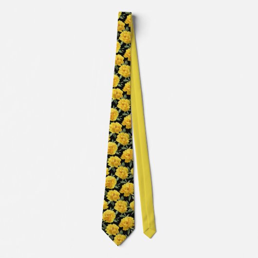 Yellow Peony Floral Pattern ネクタイ (正面)