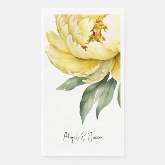 Yellow Peony Personalized Names Wedding (正面)