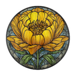 Yellow Peony Stained Glass カッティングボード