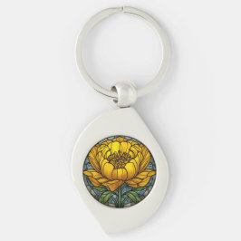 Yellow Peony Stained Glass キーホルダー
