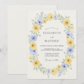Yellow Periwinkle Ethereal Spring Wedding 招待状 (正面/裏面)