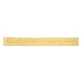 Yellow Personalized Name Happy Birthday サテンリボン (正面)